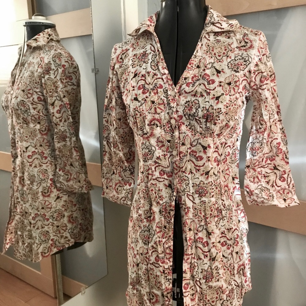 Vintage Boho Long Buttondown Top, S